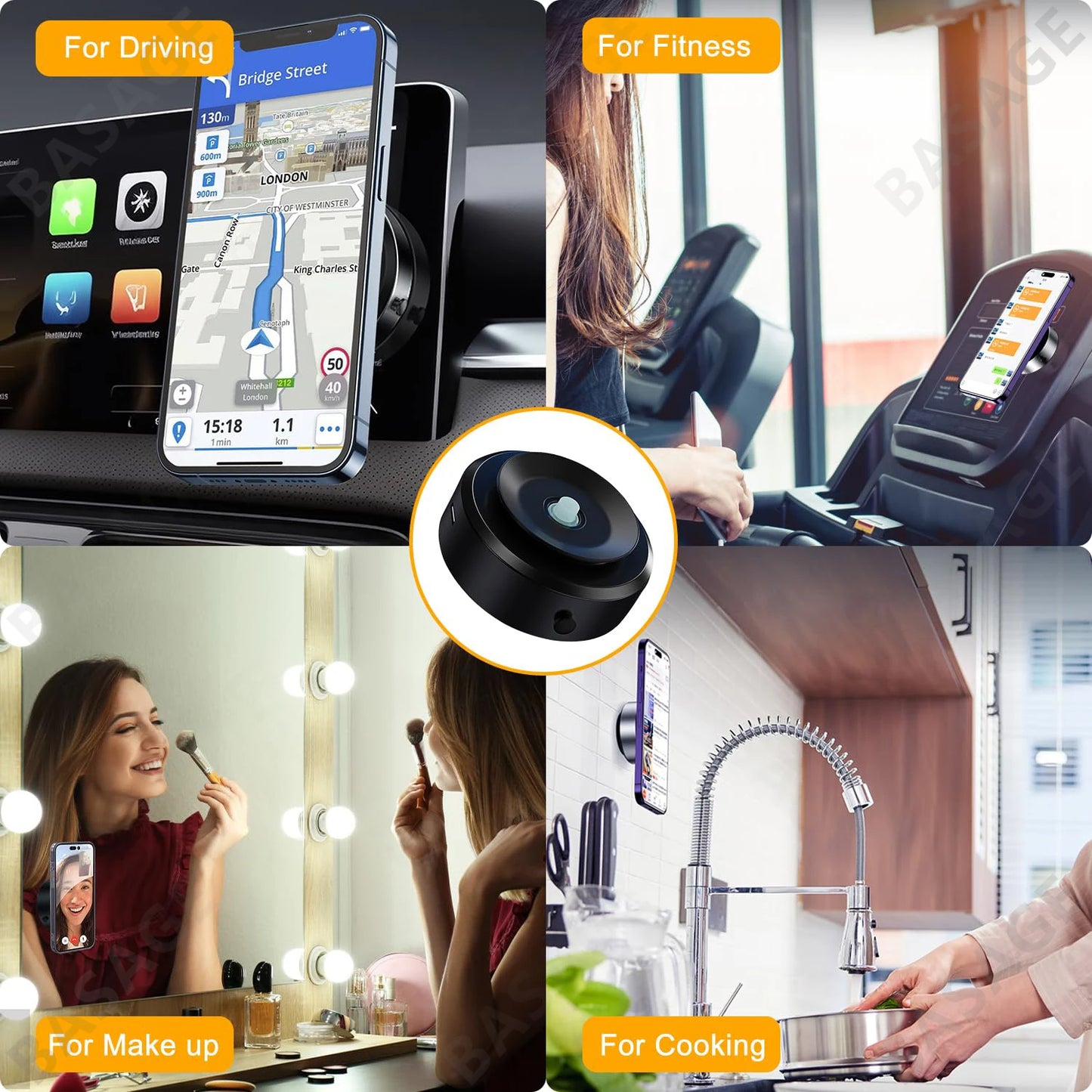 Magnetic Phone Mount for Car- Ultra-Stable Suction Cup for Navigation & Live Streaming