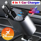 4 in 1 120W Car Cigarette Charger USB : Compact, Retractable Charger for All Your Devices